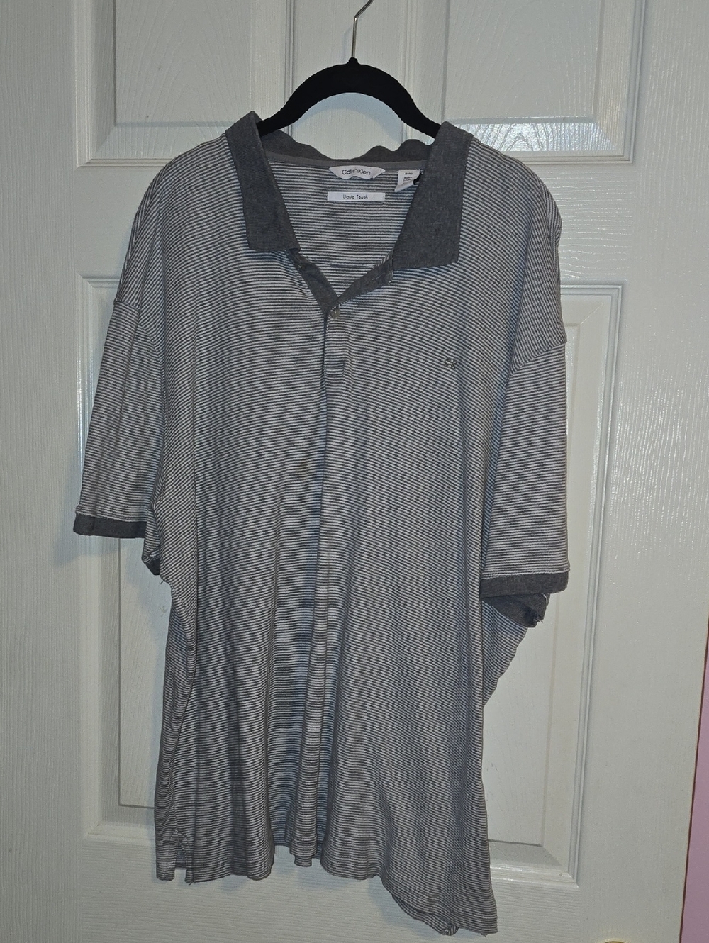 Calvin Klein Gray Striped‎ Liquid Touch Top